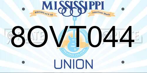 8OVT044 Mississippi License Plate
