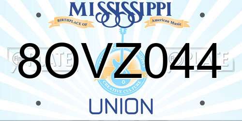 8OVZ044 Mississippi License Plate