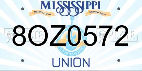 8OZ0572 Mississippi License Plate
