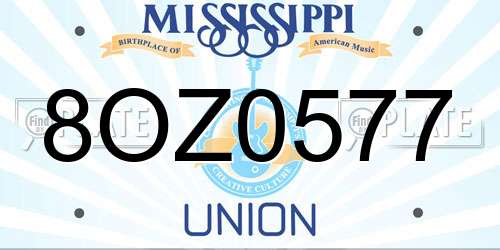 8OZ0577 Mississippi License Plate