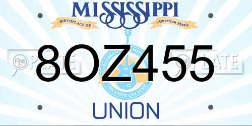8OZ455 Mississippi License Plate