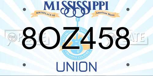 8OZ458 Mississippi License Plate