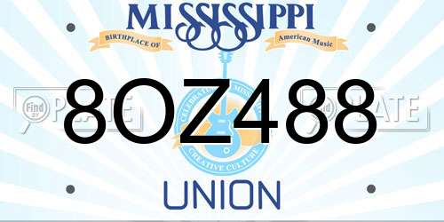 8OZ488 Mississippi License Plate