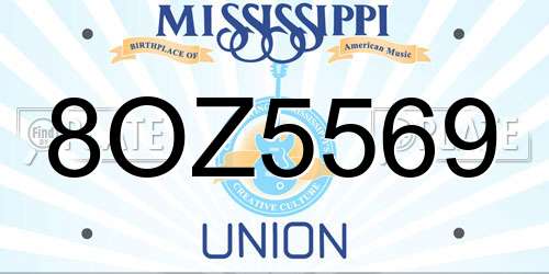 8OZ5569 Mississippi License Plate