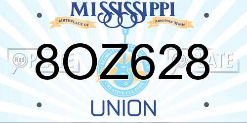 8OZ628 Mississippi License Plate