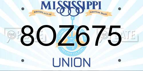 8OZ675 Mississippi License Plate