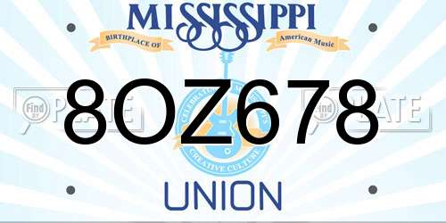 8OZ678 Mississippi License Plate