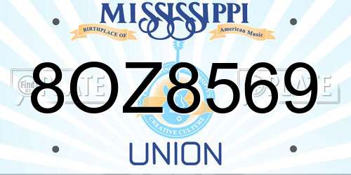 8OZ8569 Mississippi License Plate