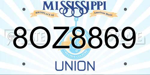 8OZ8869 Mississippi License Plate