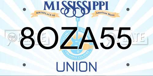 8OZA55 Mississippi License Plate
