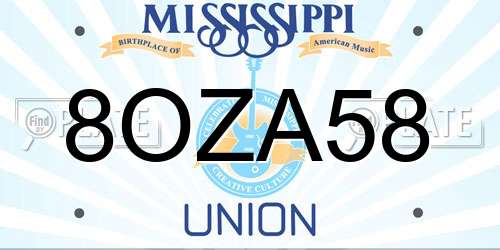 8OZA58 Mississippi License Plate