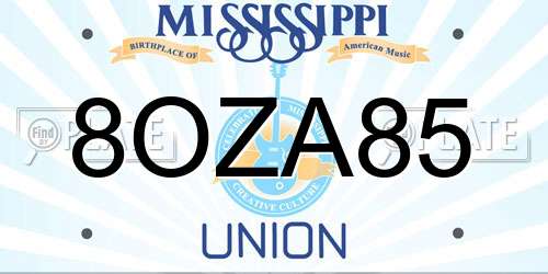 8OZA85 Mississippi License Plate