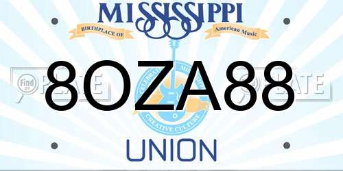 8OZA88 Mississippi License Plate