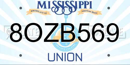 8OZB569 Mississippi License Plate
