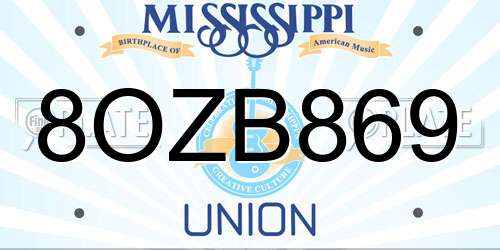 8OZB869 Mississippi License Plate