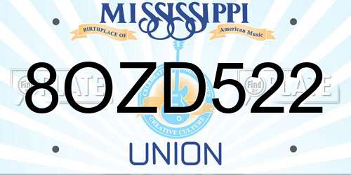 8OZD522 Mississippi License Plate