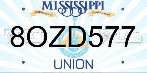 8OZD577 Mississippi License Plate