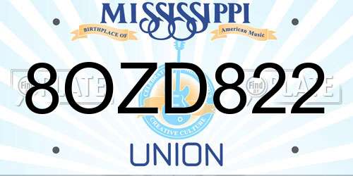 8OZD822 Mississippi License Plate