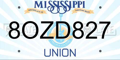 8OZD827 Mississippi License Plate
