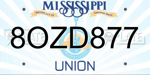 8OZD877 Mississippi License Plate