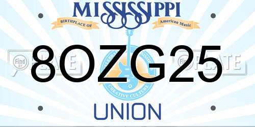 8OZG25 Mississippi License Plate