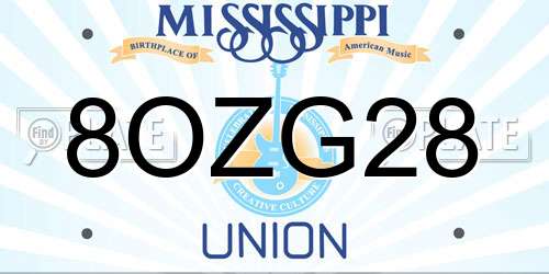 8OZG28 Mississippi License Plate