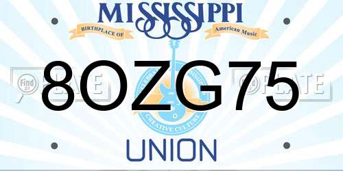 8OZG75 Mississippi License Plate