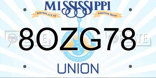 8OZG78 Mississippi License Plate