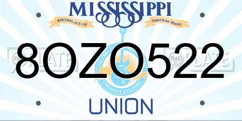 8OZO522 Mississippi License Plate