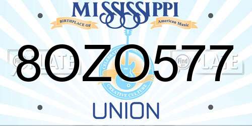 8OZO577 Mississippi License Plate