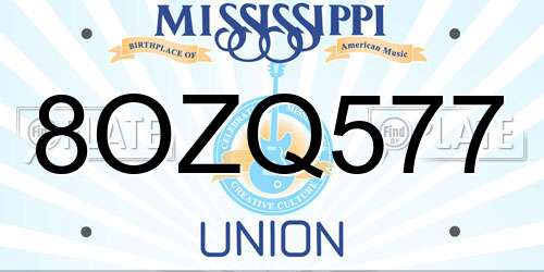 8OZQ577 Mississippi License Plate