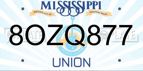 8OZQ877 Mississippi License Plate