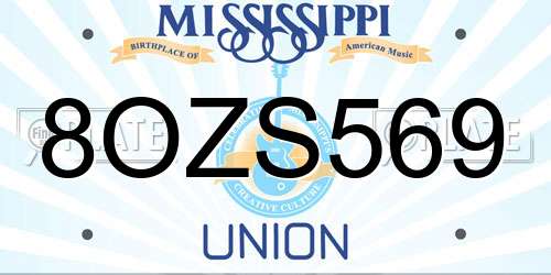 8OZS569 Mississippi License Plate