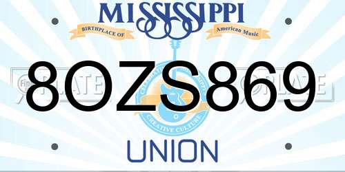 8OZS869 Mississippi License Plate