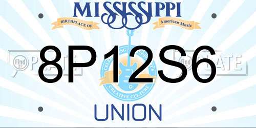 8P12S6 Mississippi License Plate