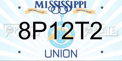 8P12T2 Mississippi License Plate