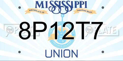 8P12T7 Mississippi License Plate