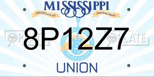 8P12Z7 Mississippi License Plate