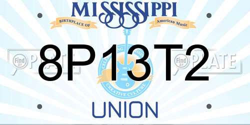 8P13T2 Mississippi License Plate