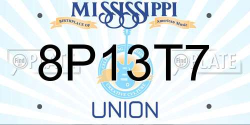 8P13T7 Mississippi License Plate