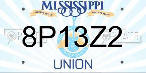 8P13Z2 Mississippi License Plate