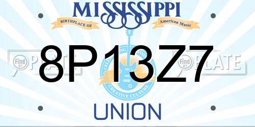 8P13Z7 Mississippi License Plate