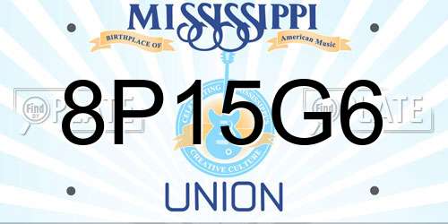 8P15G6 Mississippi License Plate
