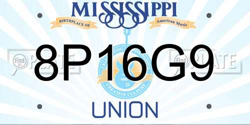 8P16G9 Mississippi License Plate