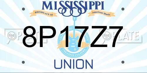 8P17Z7 Mississippi License Plate