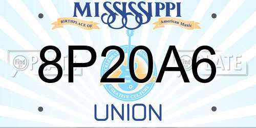 8P20A6 Mississippi License Plate