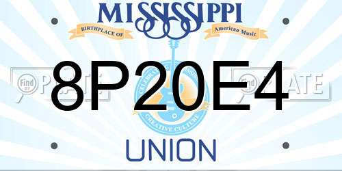 8P20E4 Mississippi License Plate