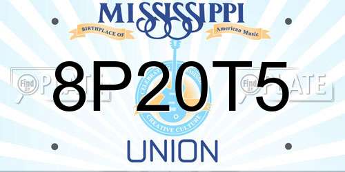 8P20T5 Mississippi License Plate