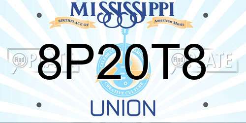 8P20T8 Mississippi License Plate