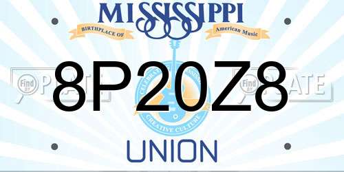 8P20Z8 Mississippi License Plate